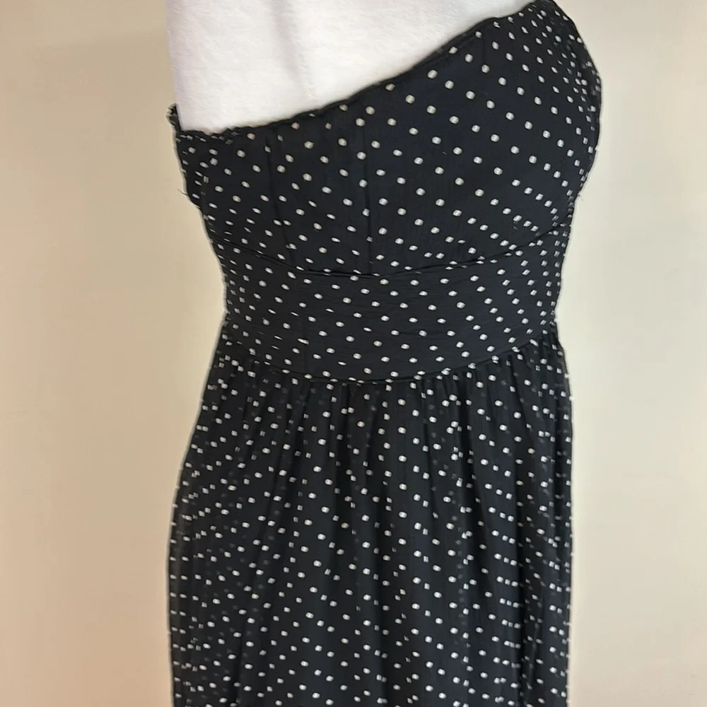 J Crew Black and White Polkadot Silk  Strapless Dress Size 4